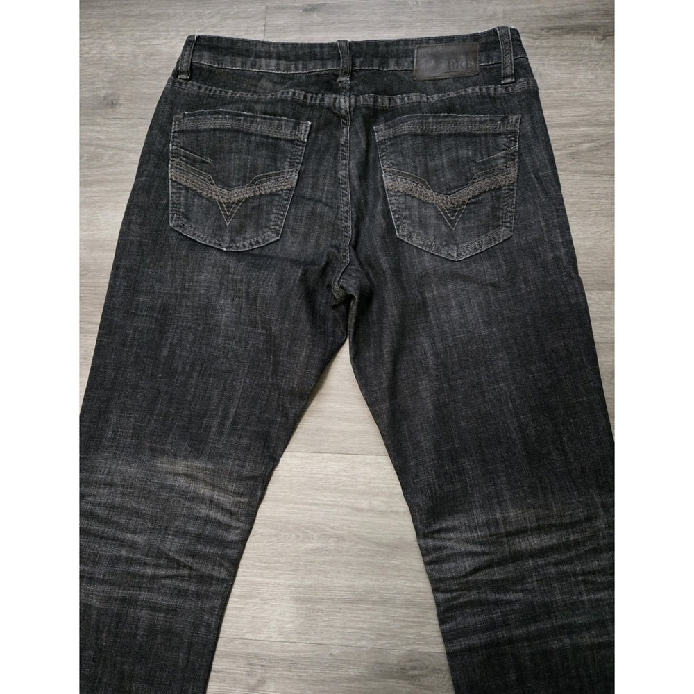 BKE Alec Black Jeans 33x33 (Tag 33L) Straight Leg Buckle Denim Distressed